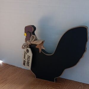 Charming Black Rooster Wall Art with Rustic Bow